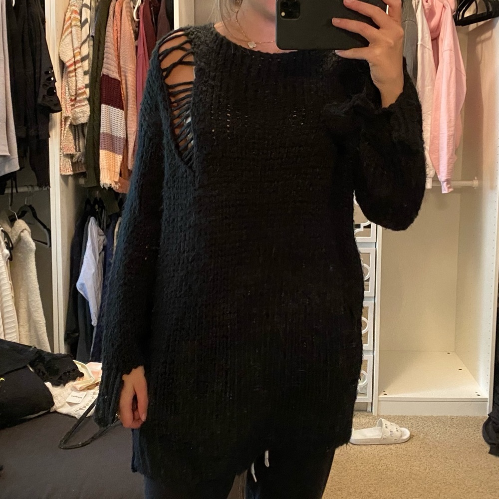 Black Distressed Sweater